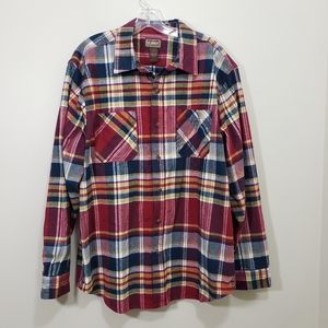 C.E. Schmidt NWOT Red & Blue flannel long sleeve plaid button up shirt Mens Sz L